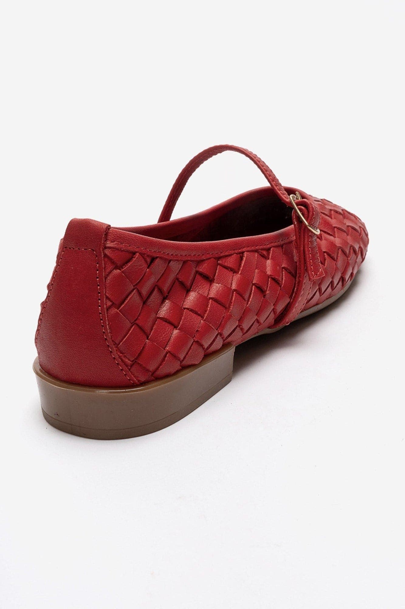 Yevora Leather Woven Strap Ballet Flat, Alternate, color, Red