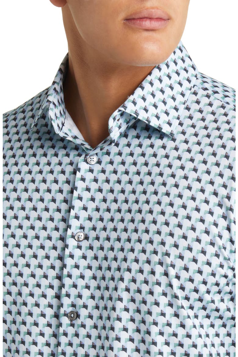 James OoohCotton® Abstract Print Button-Up Shirt, Alternate, color, JADE