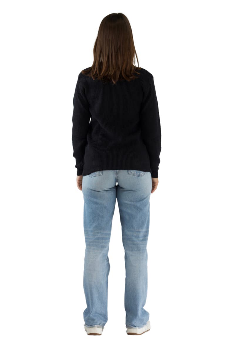 Love Note Embroidered Red Heart Sweater, Alternate, color, Black