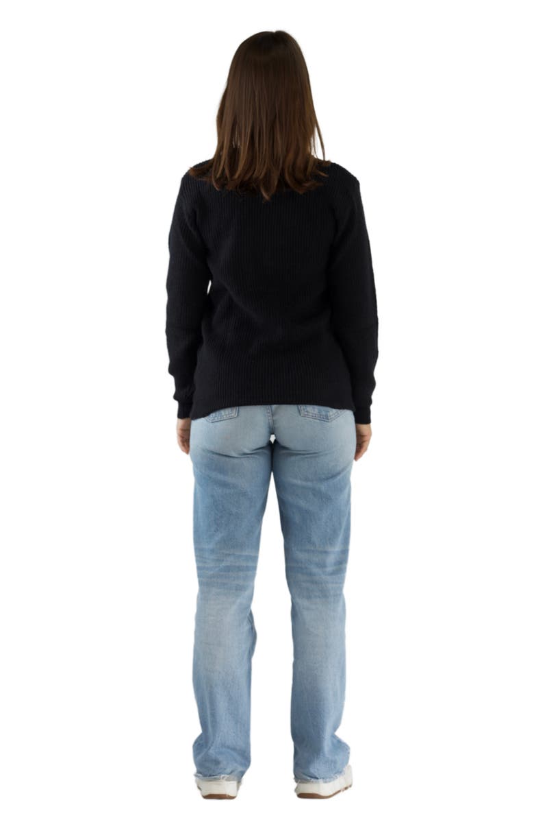 Mia Belle Girls Love Note Embroidered Red Heart Sweater, Alternate, color, Black