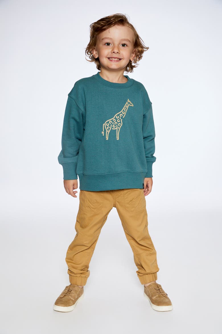 Little Boy's French Terry Printed Sweatshirt Pine Green, Alternate, color, Pine Green