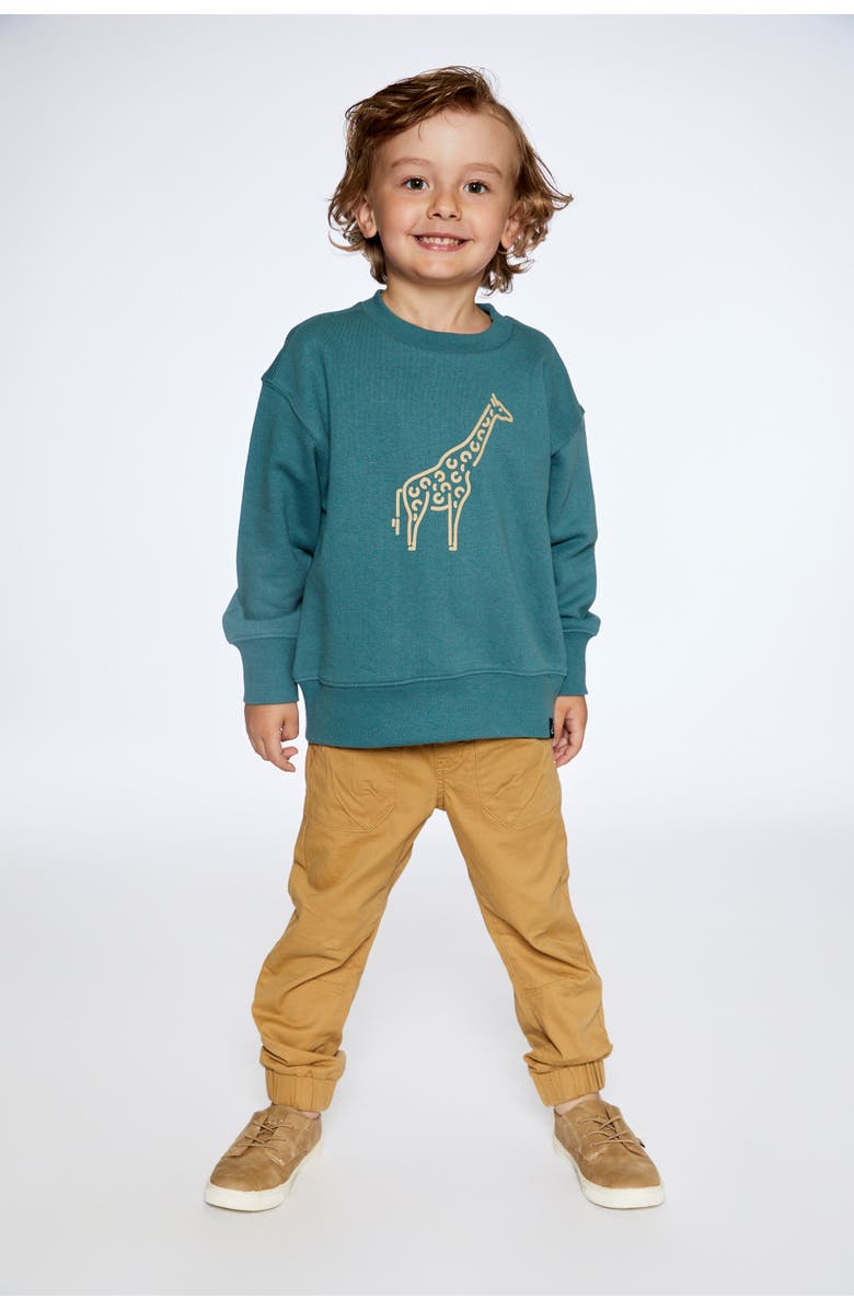 Deux par Deux Little Boy's French Terry Printed Sweatshirt Pine Green, Alternate, color, 