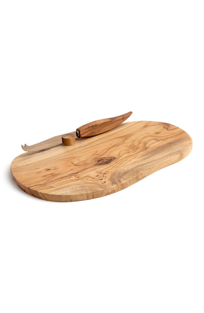 Berard Olive Wood Cheese Board & Knife Set, 13-Inch x 7-Inch, Main, color, Brown