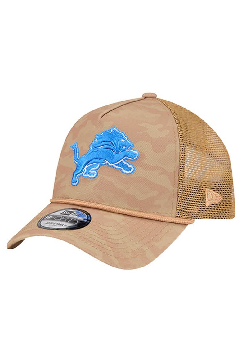 Men's New Era  Tan Detroit Lions Wheat Camo 9FORTY Adjustable Hat, Main, color, Tan