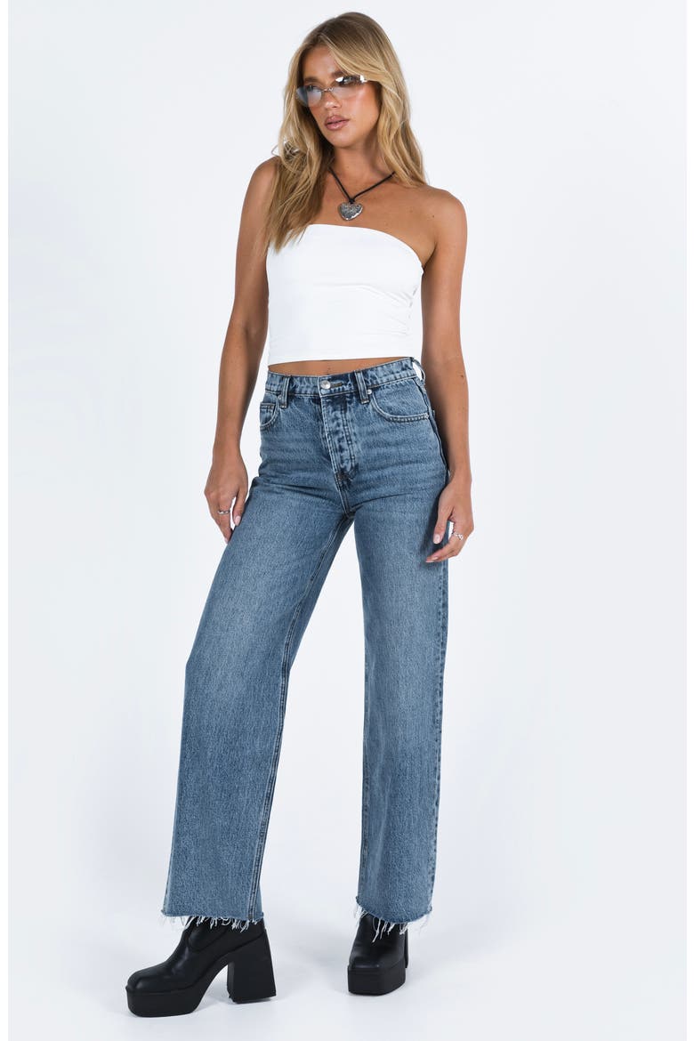 Fawcett Raw Hem High Waist Straight Leg Jeans, Alternate, color, LIGHT WASH DENIM
