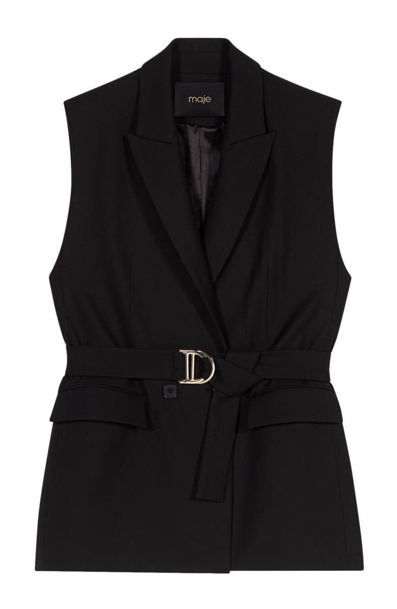 maje Sleeveless suit jacket, Alternate, color, Black