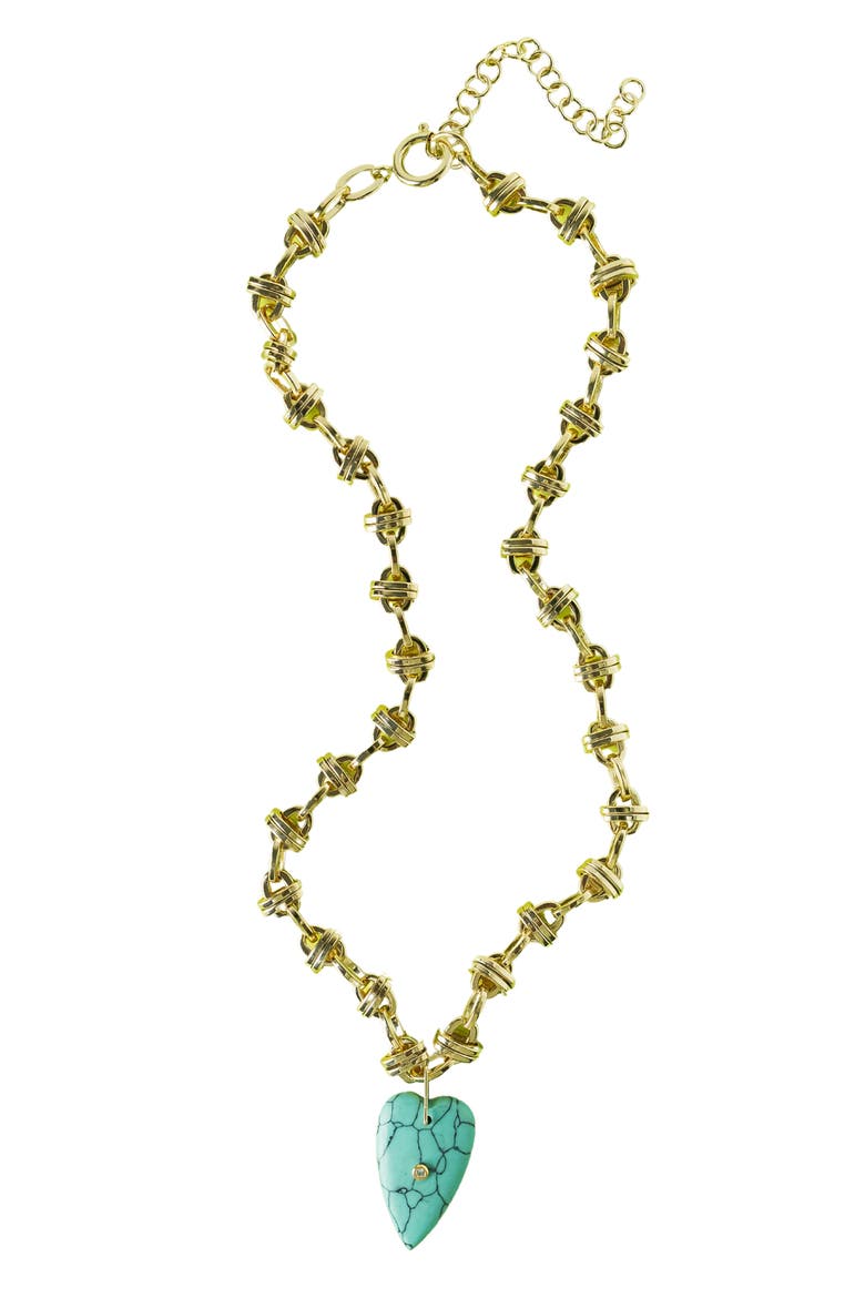Turquoise Heart Pendant Necklace, Main, color, GOLD