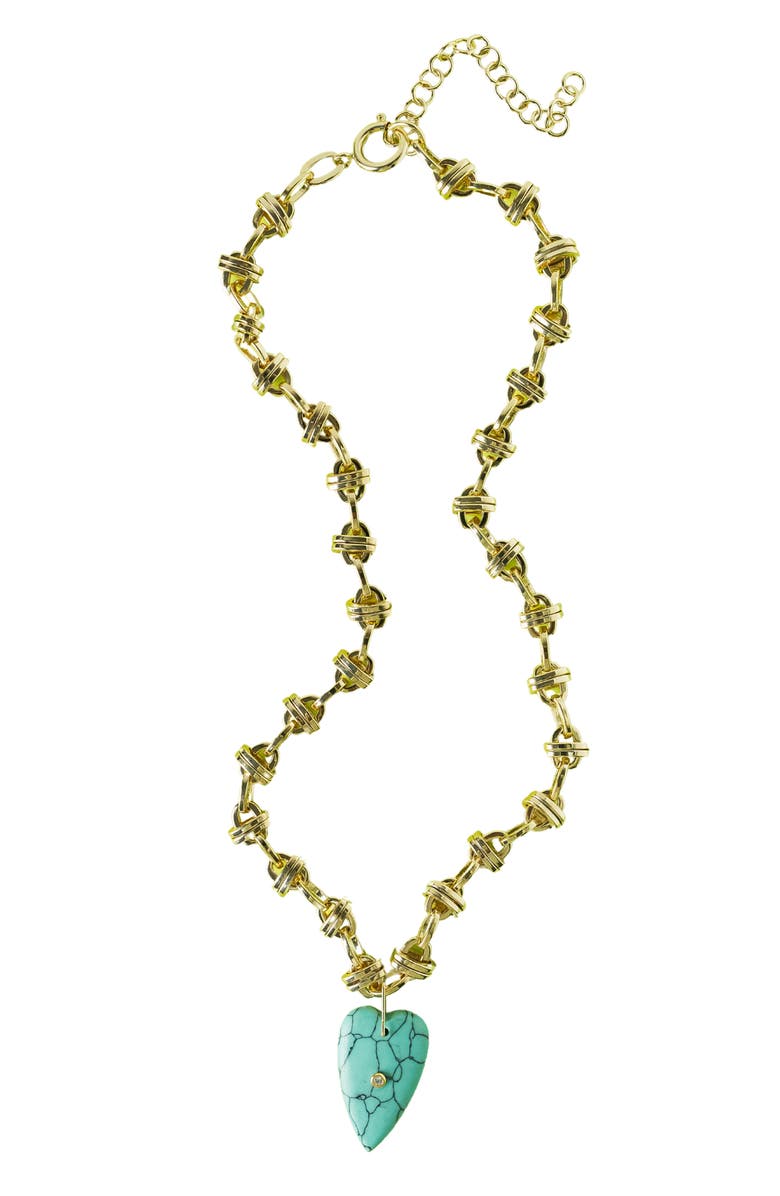 MacRae & Co. Turquoise Heart Pendant Necklace, Main, color, Gold