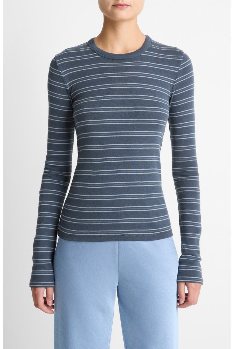 Stripe Long Sleeve T-Shirt, Main, color, AZURA COMBO
