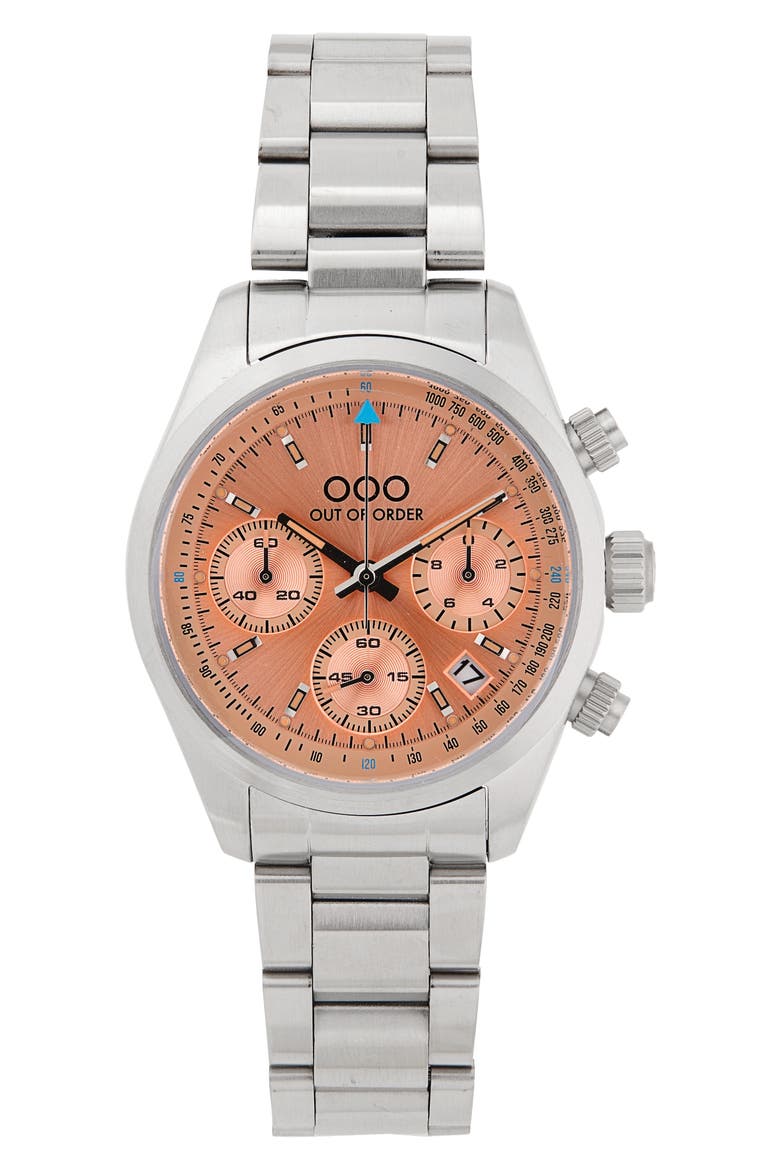 Sporty Chronograph Bracelet Watch, 40mm, Main, color, PEACH