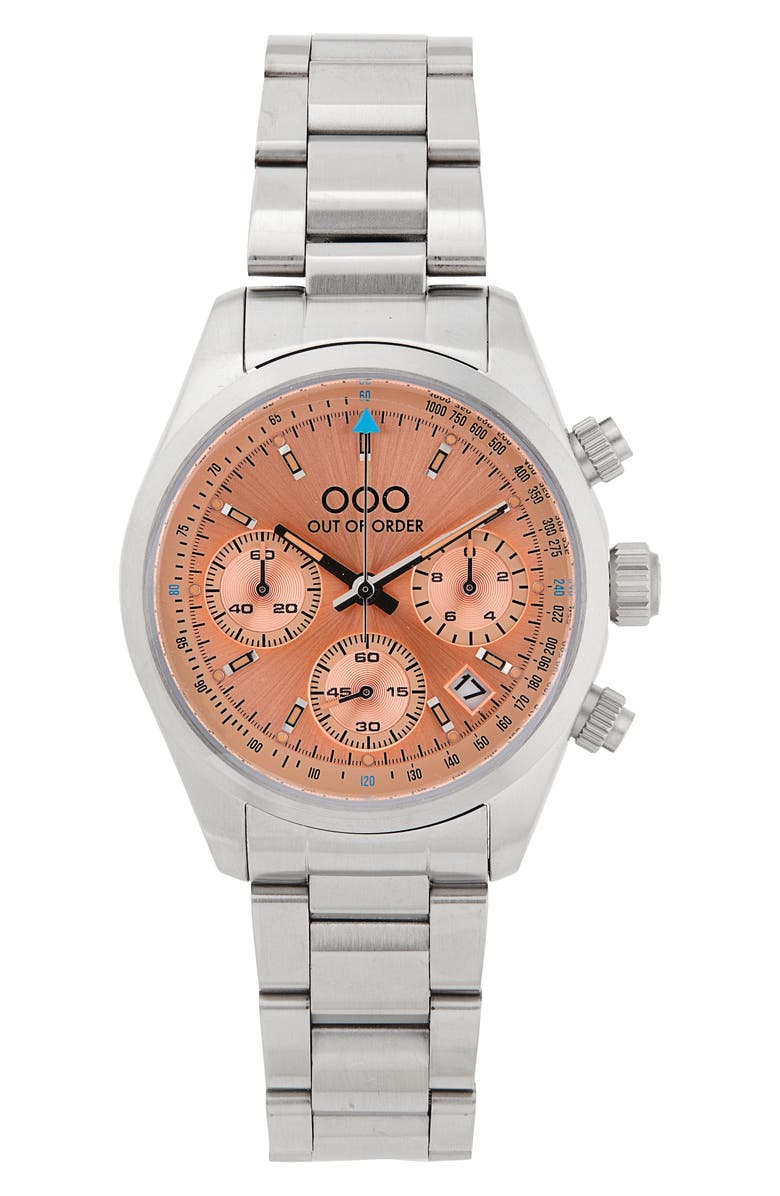 OUT OF ORDER Sporty Chronograph Bracelet Watch, 40mm, Main, color, Peach