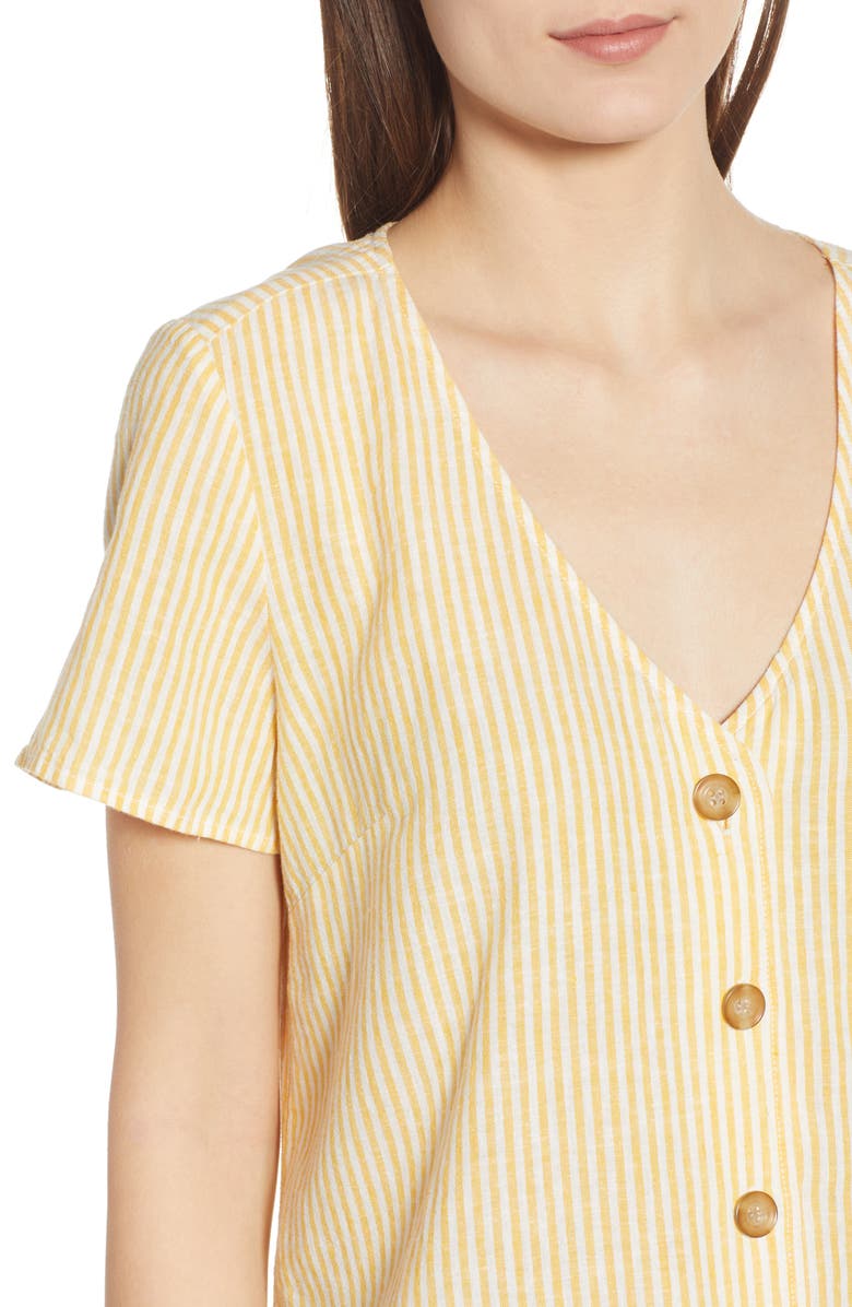 BP. Button Front Linen Blend Top, Alternate, color,