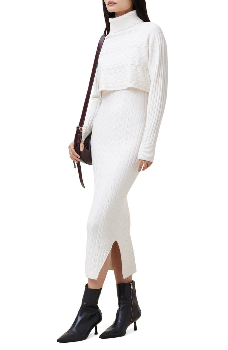 AllSaints Muriel Cotton & Wool Blend Turtleneck Sweater & Dress Set, Alternate, color, Cloud White