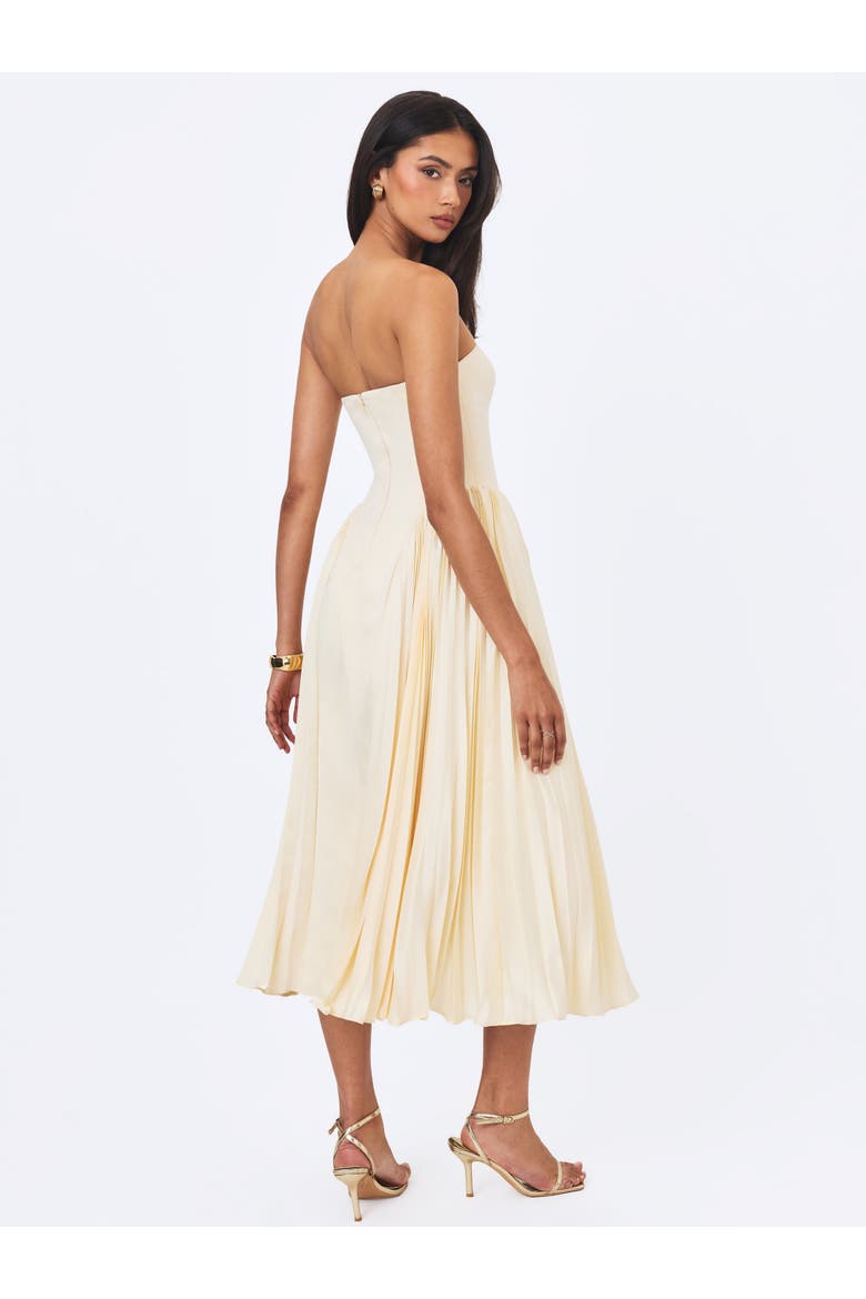 Marnie Pleated Satin Midi Dress, Alternate, color, Butter Yellow