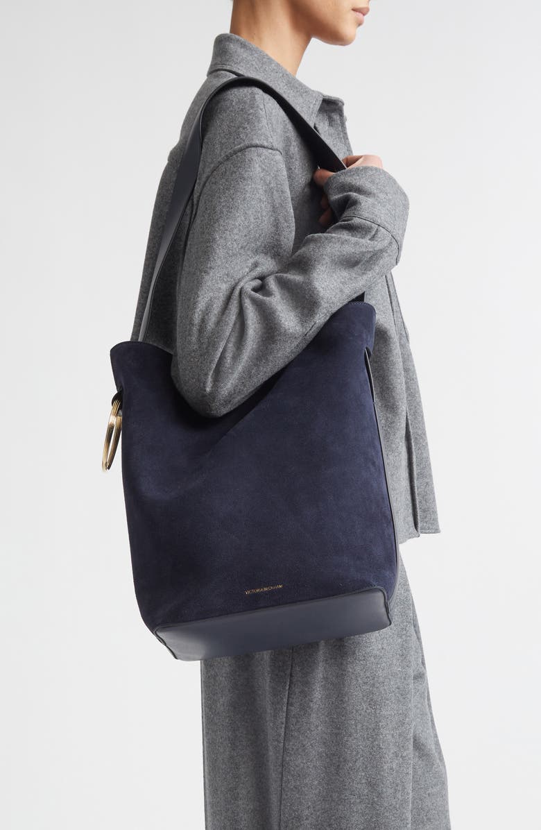Victoria Beckham Dia North/South Bucket Bag, Alternate, color, Navy