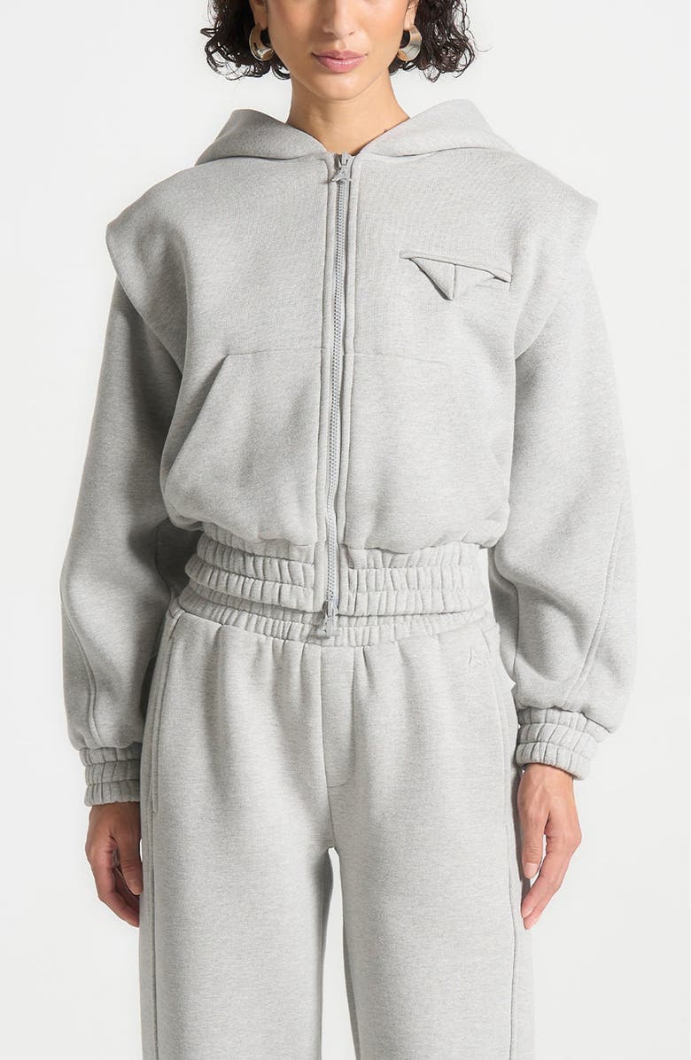 Manière De Voir Louna Wide Shoulder Zip Through Hoodie, Alternate, color, Grey