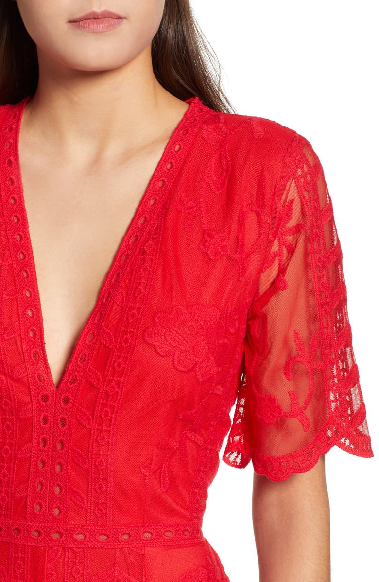 Socialite Plunging Lace Romper, Alternate, color,