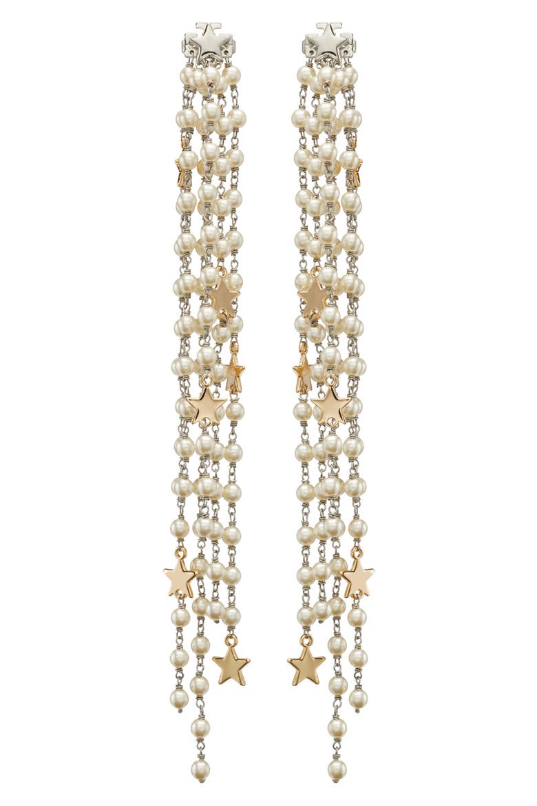 Moondance Front Back Imitation Pearl Chandelier Earrings, Main, color, TORY GOLD / CREAM