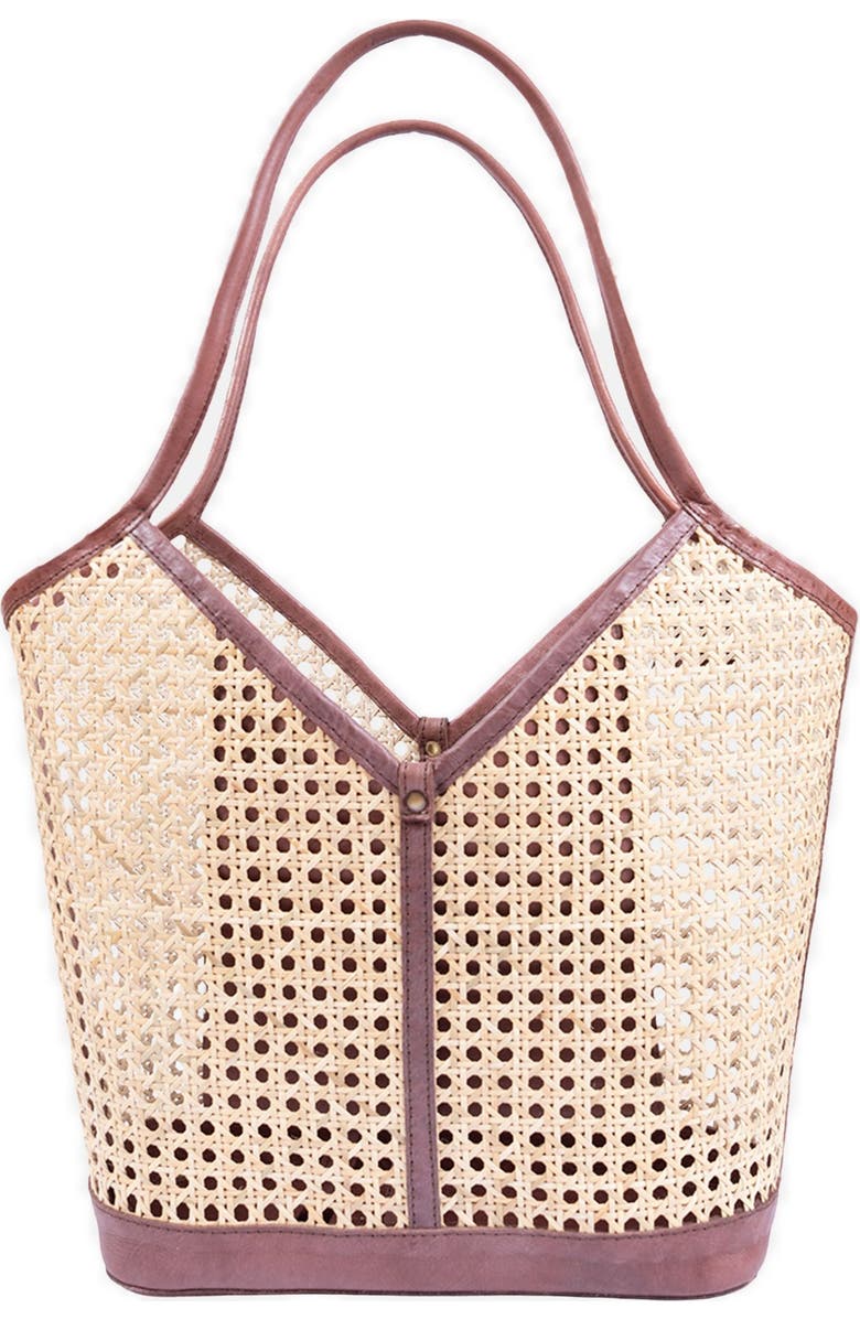Jelavu Ophelia Handwoven Cane Tote Bag, Alternate, color, Chocolate