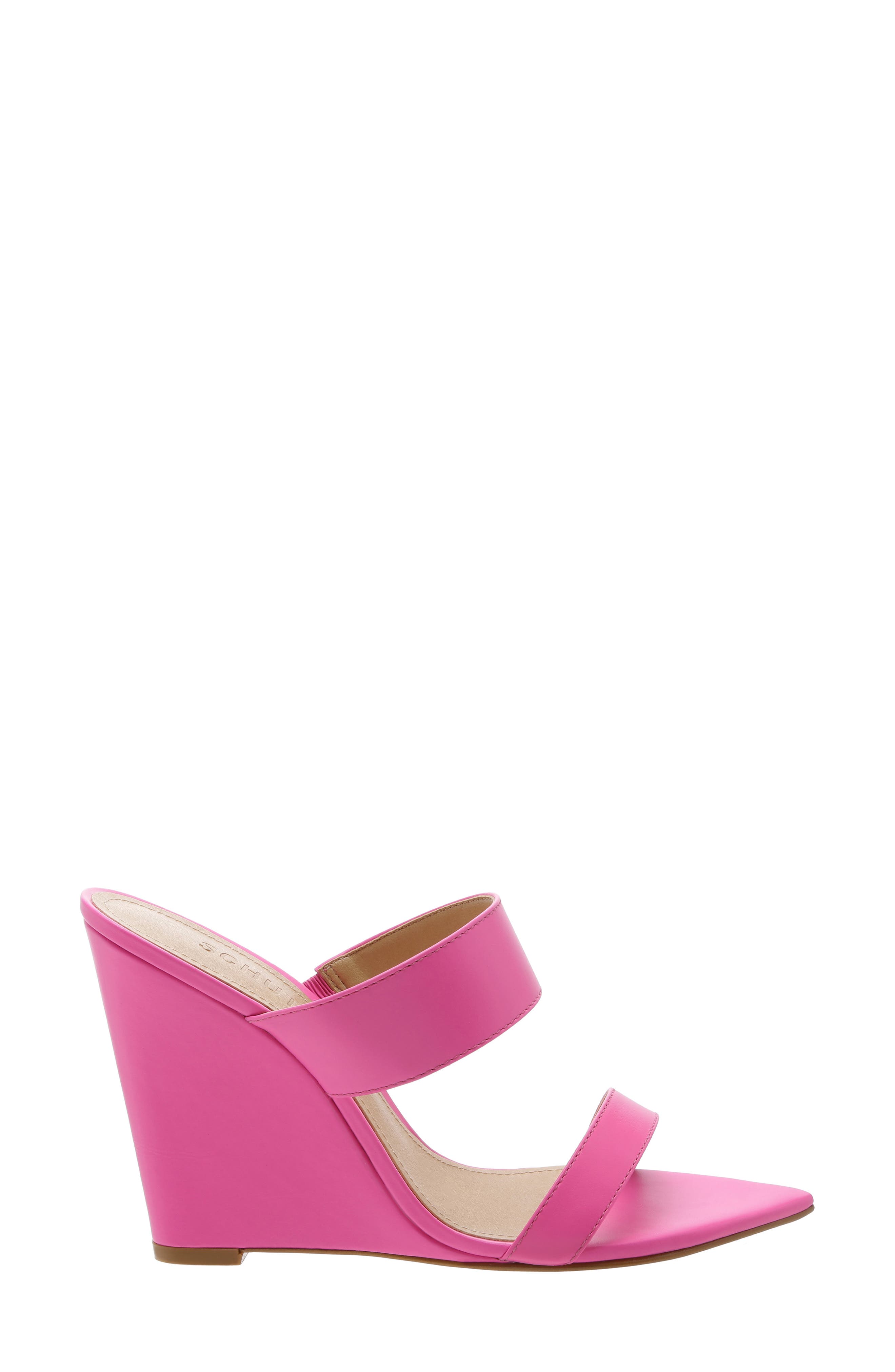 Soraya Wedge Slide Sandal, Alternate, color, NEON PINK NAPPA LEATHER