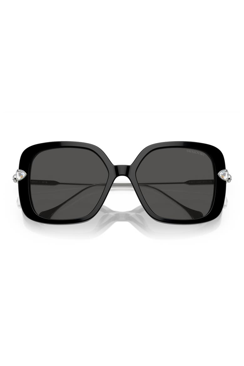 56mm Square Sunglasses, Alternate, color, BLACK