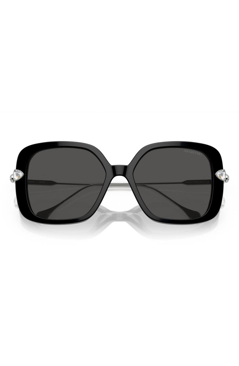 Swarovski 56mm Square Sunglasses, Alternate, color, Black