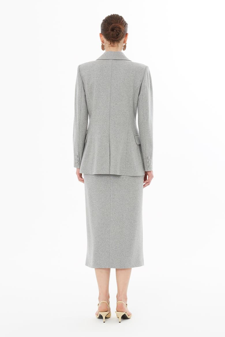Double-Breasted Notch Lapel Tailored Wool Jacket, Alternate, color, Grey