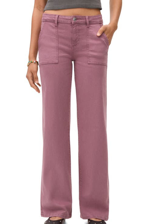 Star Embroidered Straight Leg Jeans