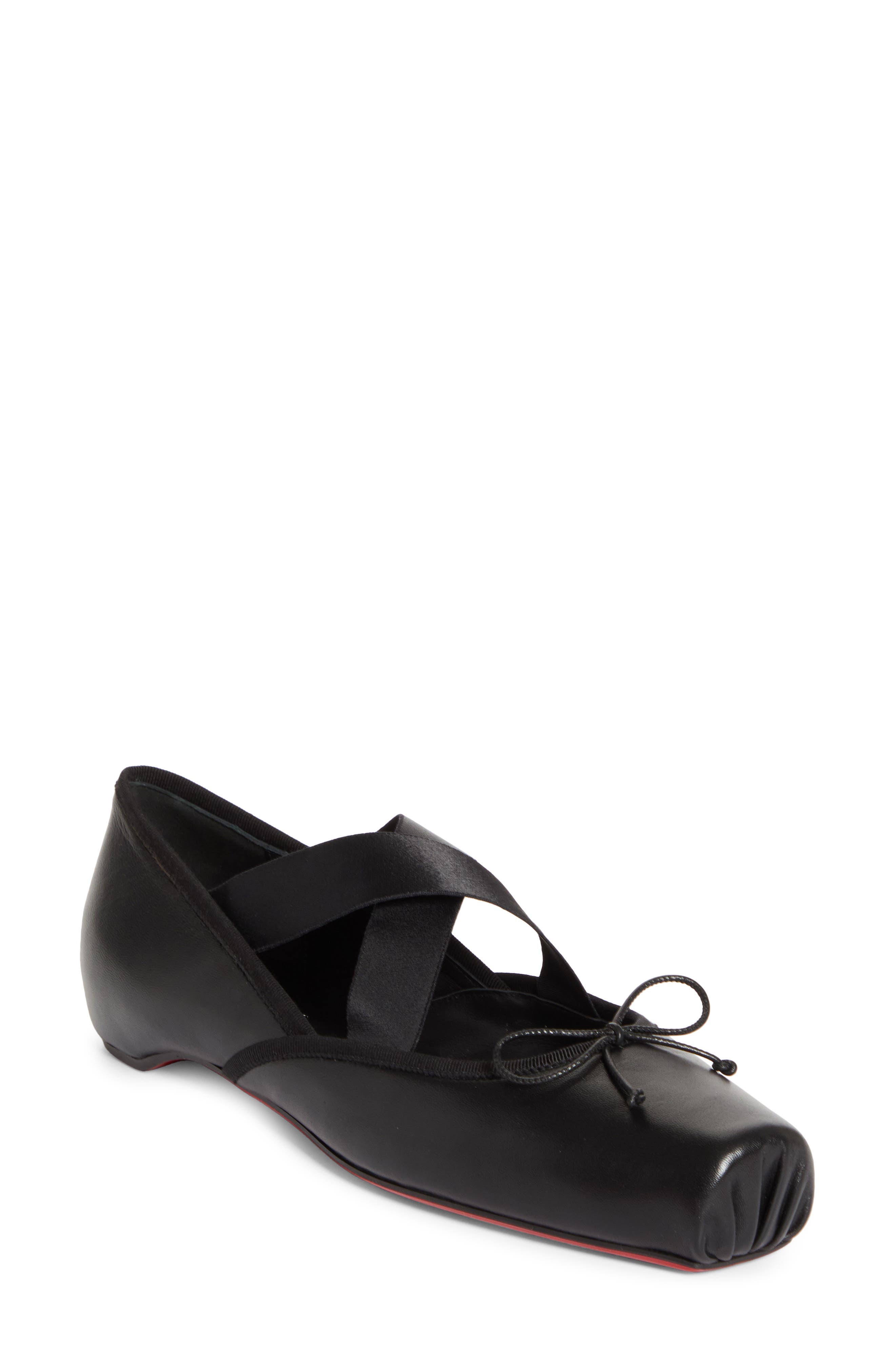 Christian Louboutin Cassiasticina Ballet Flat, Main, color, Black/ Black
