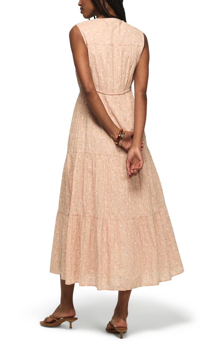 Lucky Brand Floral Print Tiered Midi Dress, Alternate, color, Blush Floral