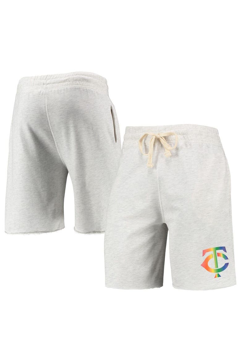 Men's Concepts Sport Oatmeal Minnesota Twins Mainstream Logo Terry Tri-Blend Shorts, Main, color, Oatmeal