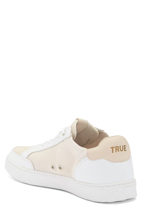 True Linkswear Mixed Media Sneaker In White Truffle