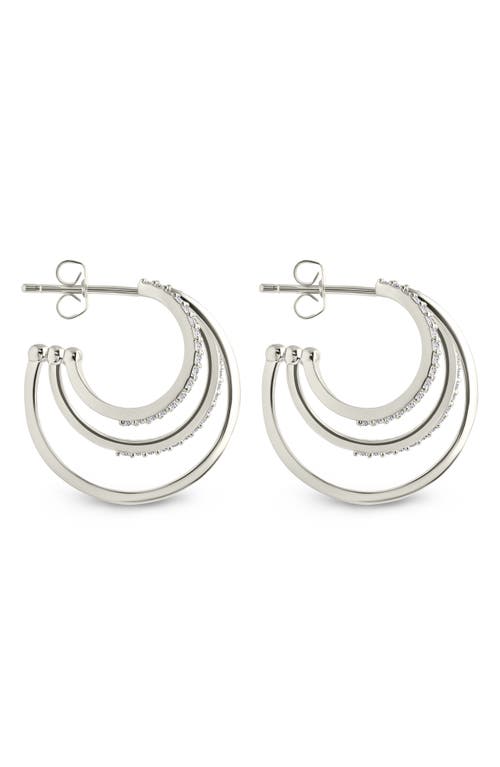 Sterling Forever Adriana Cubic Zirconia Triple Layer Hoop Earrings In Silver