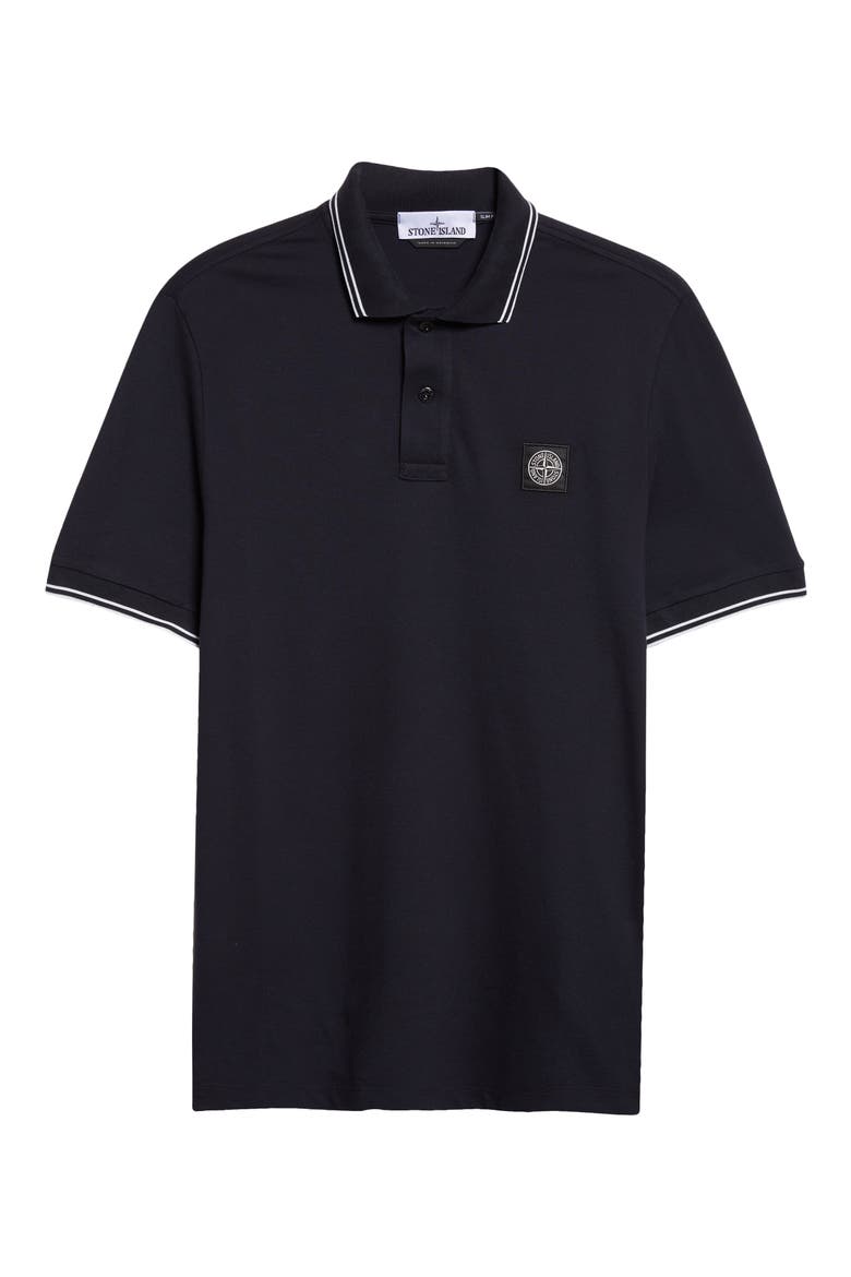 Tipped Stretch Cotton Polo, Alternate, color, V0020 NAVY BLUE