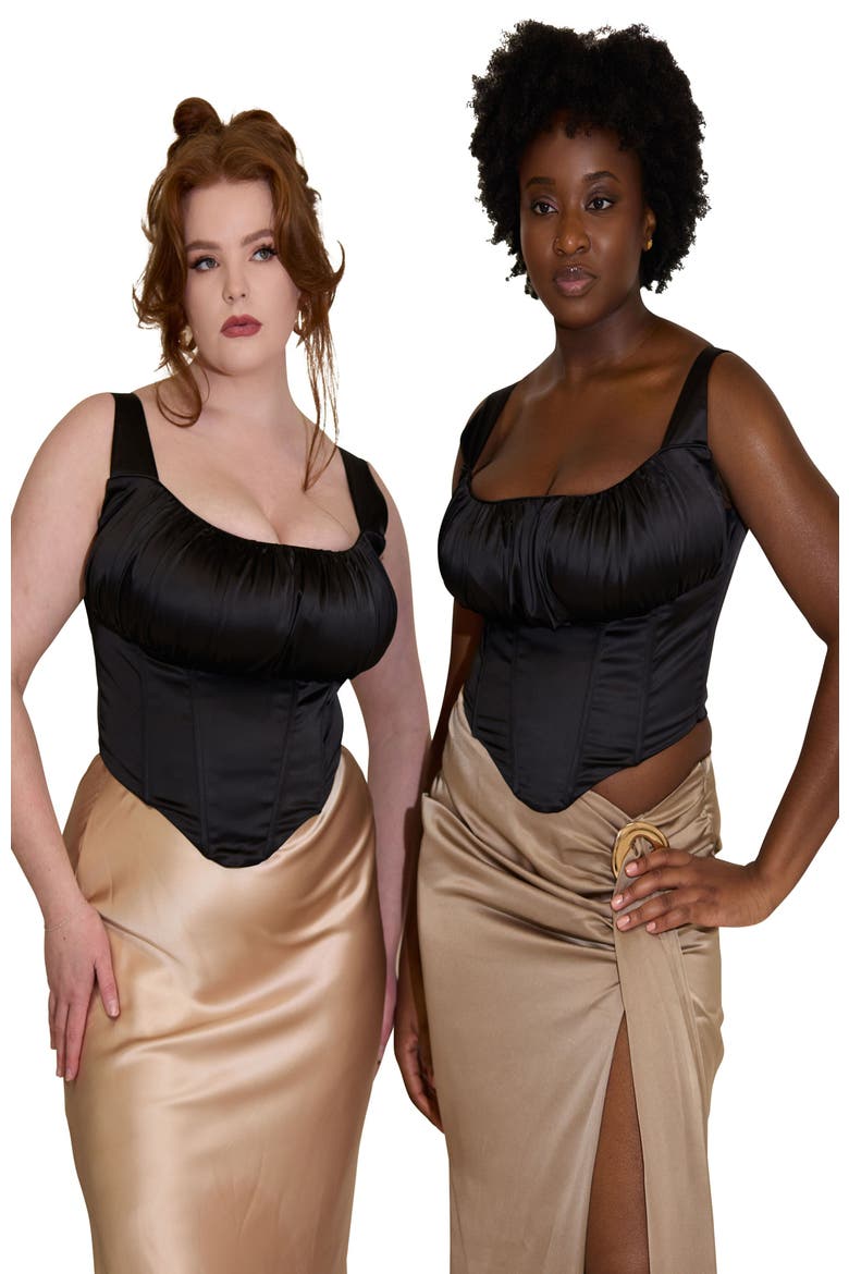 Alyssa Fuller Bust Satin Corset Top, Alternate, color, Black