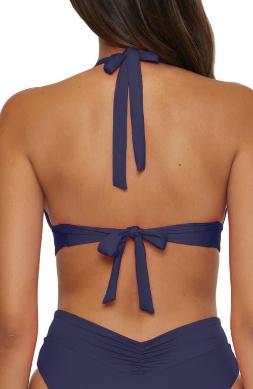 Becca Shirred V-wire Halter Bikini Top In Deep Blue