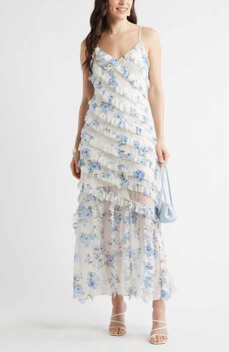 Ruffle & Lace Sleeveless Maxi Dress