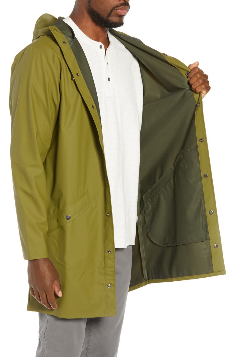 Waterproof Hooded Long Rain Jacket, Alternate, color, GREEN