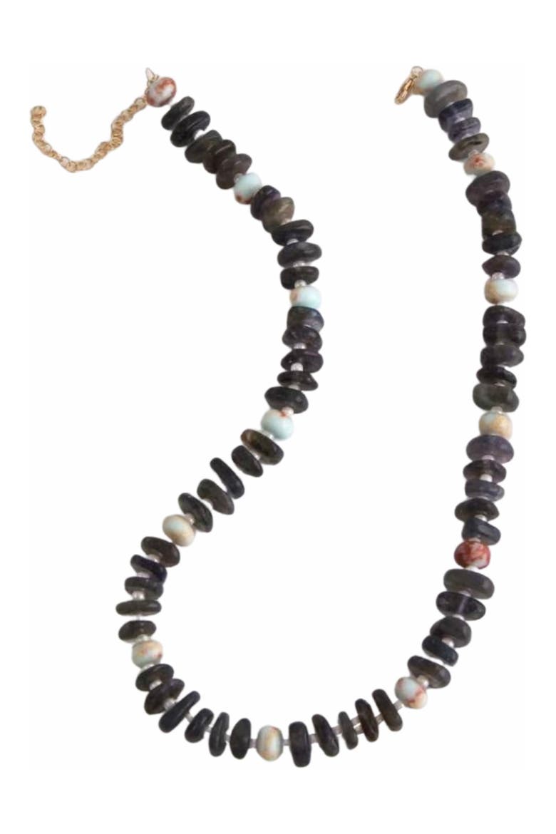 November Moon Beaded Necklace, Main, color, GRAY