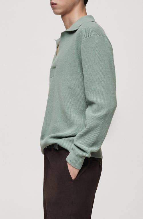 Mango Polo Sweater In Green