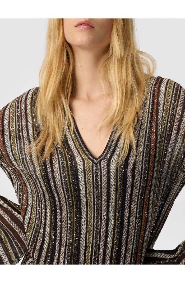 Missoni Long Dress With V-neck And Herringbone Stripe Knit, Alternate, color, Multicoloured