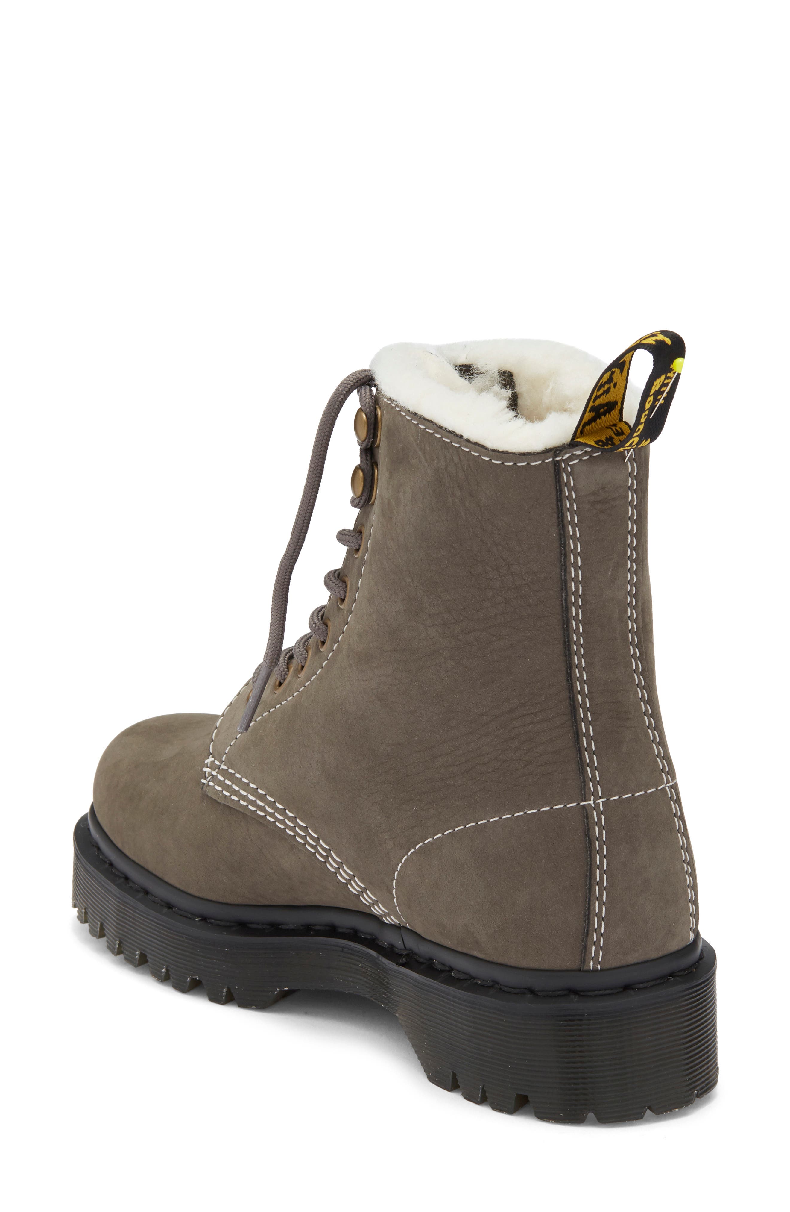 Dr. Martens 1460 Pascal Bex Faux Fur Lined Boot, Alternate, color, Gunmetal