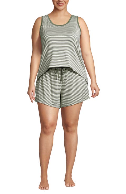 Cooling 3 Piece Pajama Set - Robe Tank and Shorts