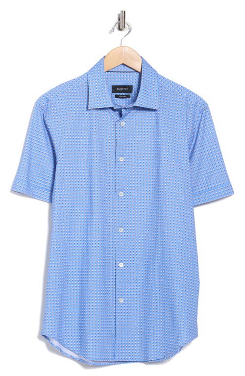 Bugatchi Miles Ooohcotton® Abstract Print Short Sleeve Button-up Shirt In Blue