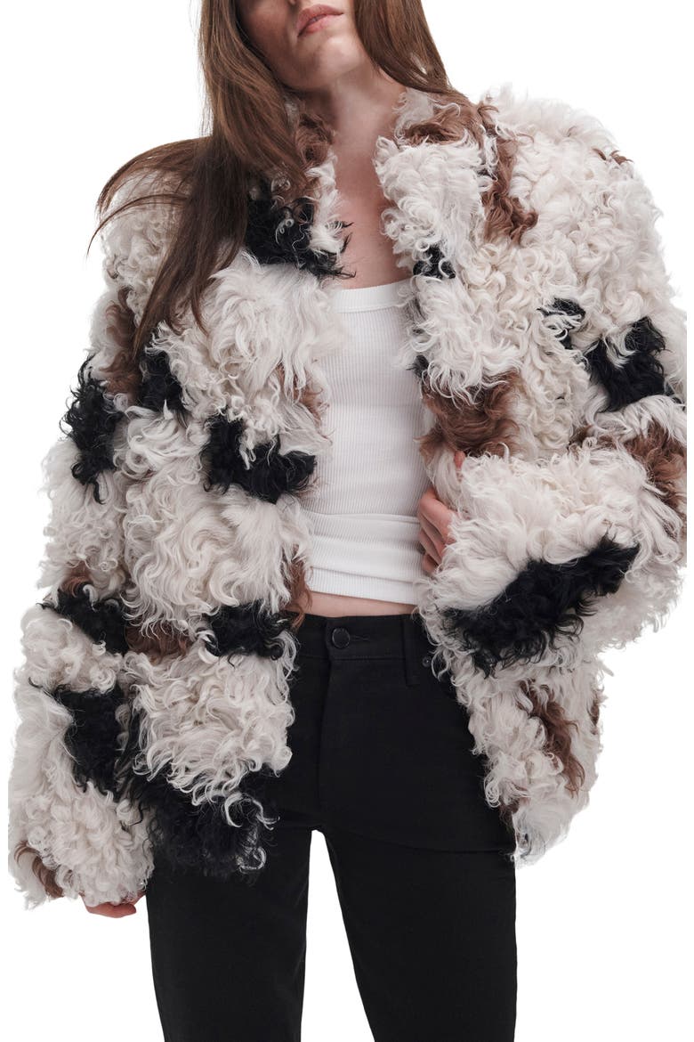 Lori Genuine Shearling Coat, Main, color, BEIGE MULTI