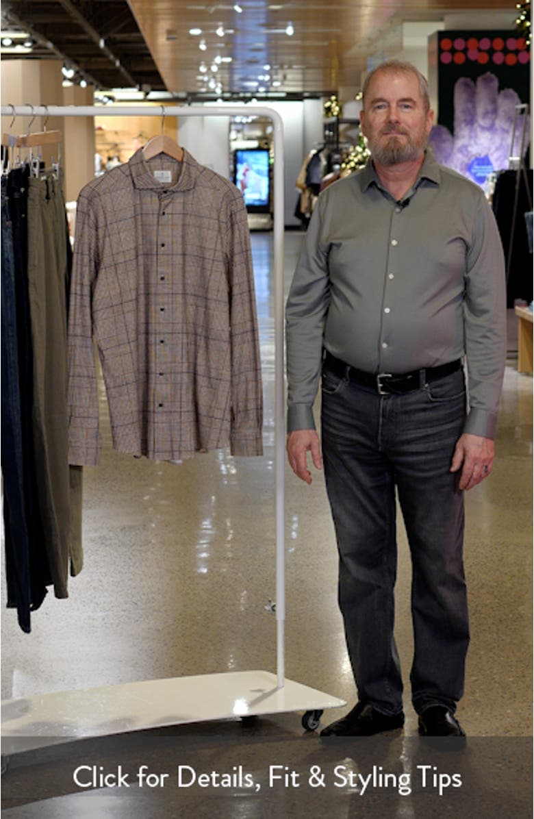 Modern Fit Glen Check Stretch Cotton Knit Dress Shirt, sales video thumbnail