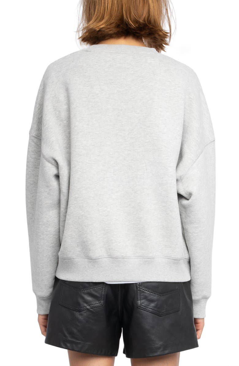 Zadig & Voltaire Mira Crystal Logo Sweatshirt, Alternate, color, Gris Chine