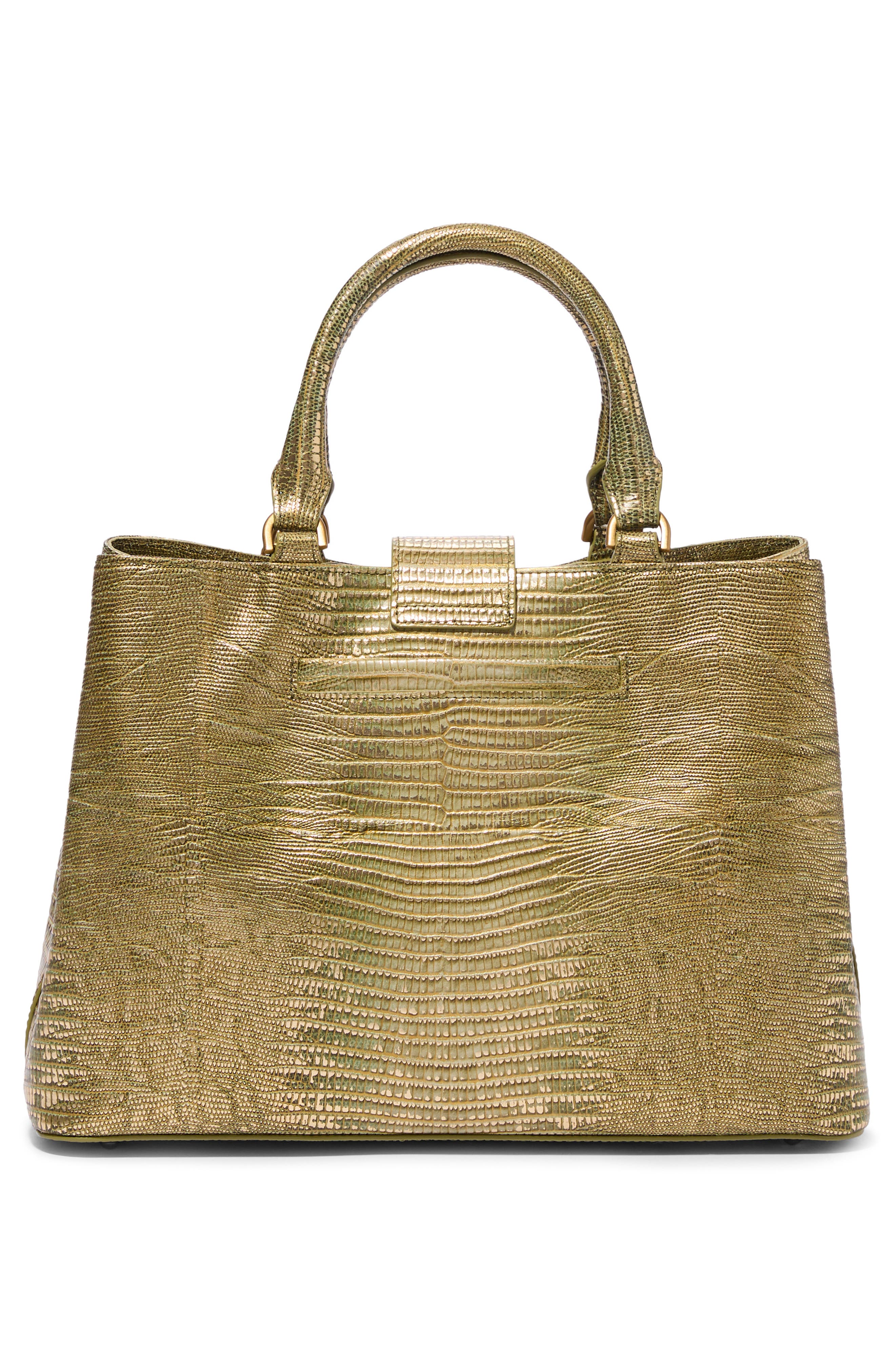 Brahmin Small Denise Embossed Leather Satchel, Alternate, color, Olive