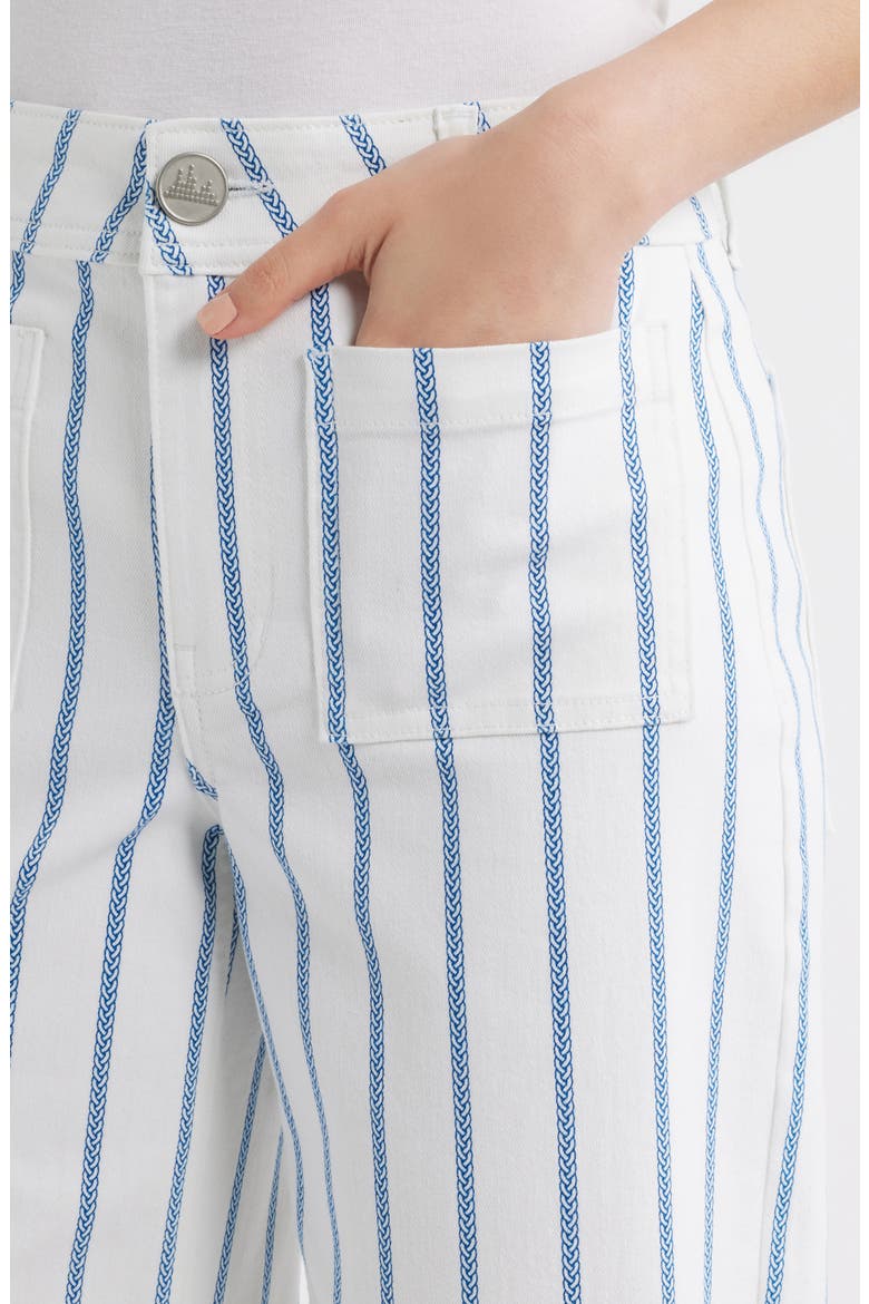 Stripe Crop Wide Leg Pants, Alternate, color, WHITE/ COBALT