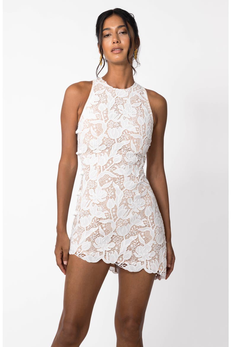 Silba Floral Lace Cocktail Dress, Alternate, color, WHITE